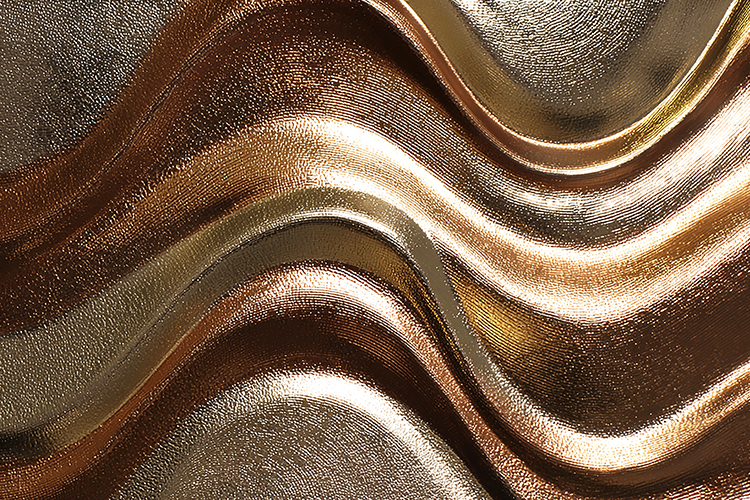 A luxurious bronze fabric with wavy folds