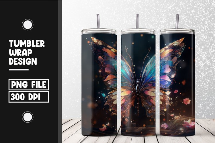 Butterfly Tumbler Wrap | Sublimation | 20 oz Skinny Tumbler example image 1