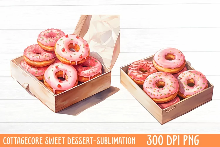 Cottagecore Sweet Dessert Sublimation, Watercolor Clipart