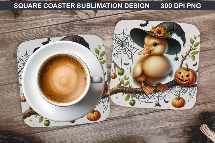 Duckling Coaster Sublimation, Halloween Coaster PNG