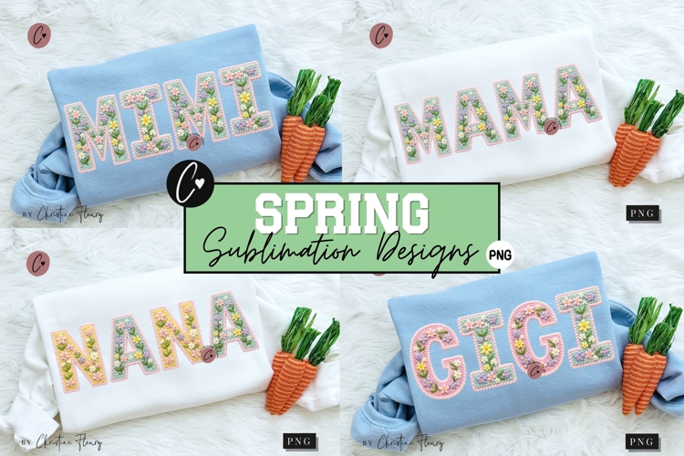 Faux Crochet Mama Nana Mimi Gigi PNG | Spring PNG