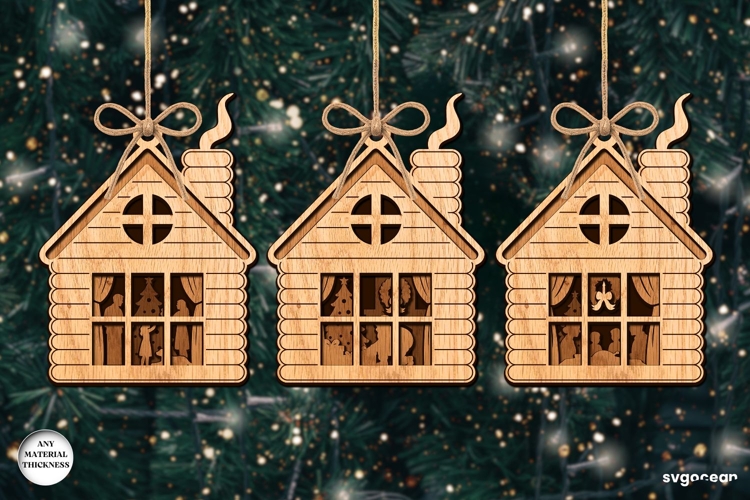 Christmas House Shadow Box SVG Bundle | Laser Cut | SVG