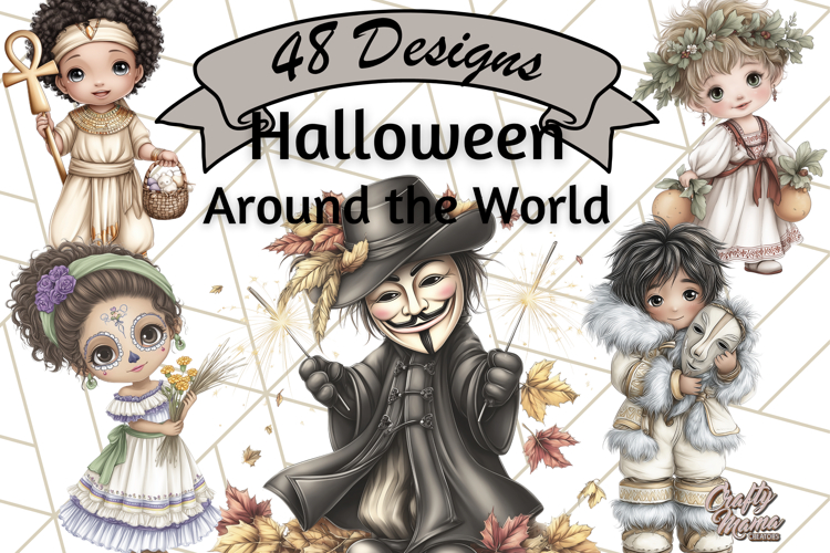 Halloween Around the World Clipart PNG, Fun Halloween Kids