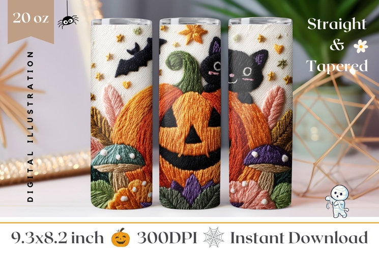 Knitted Halloween Tumbler PNG, Halloween Black Cat Tumbler