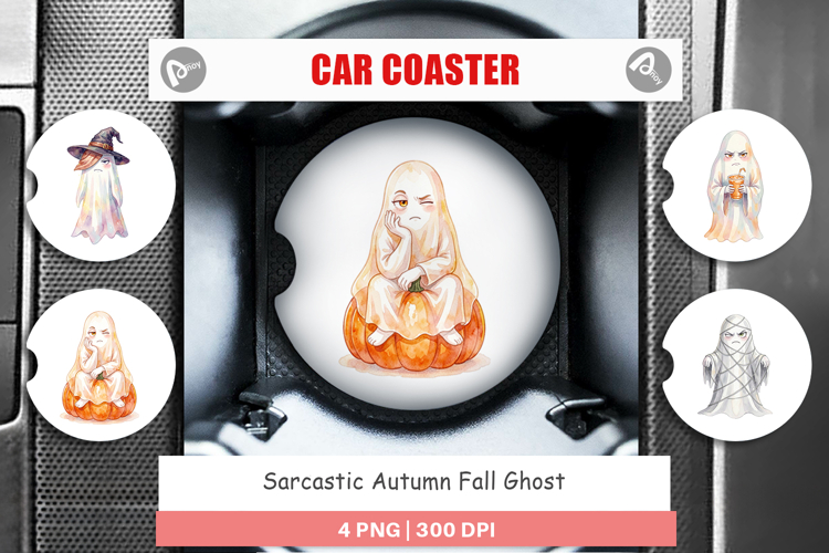 Sarcastic Autumn Fall Ghost Car Coaster