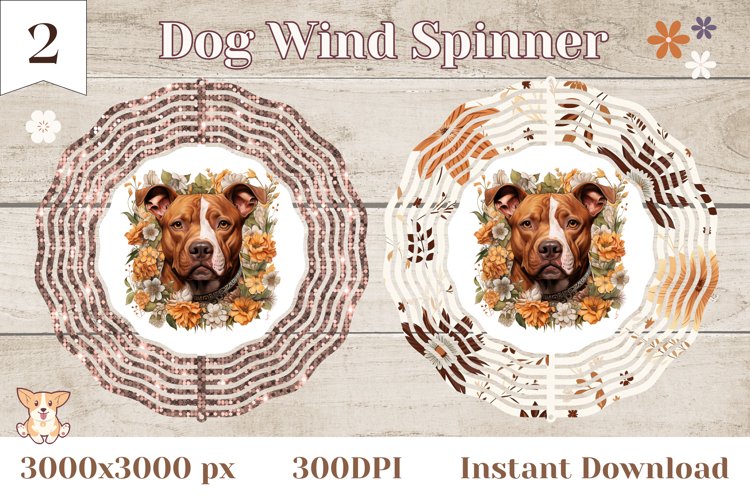 Dog Wind Spinner Design, Pit Bull Wind Spinner Sublimation example image 1