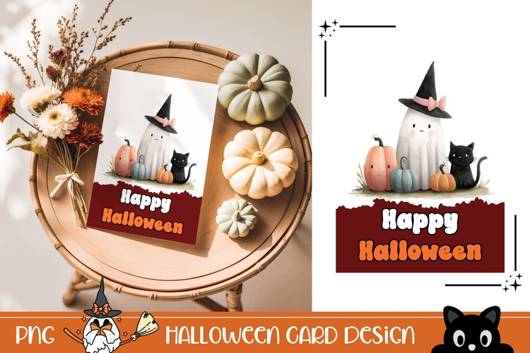 Watercolor Halloween Greeting Card, Halloween Ghost Wall Art