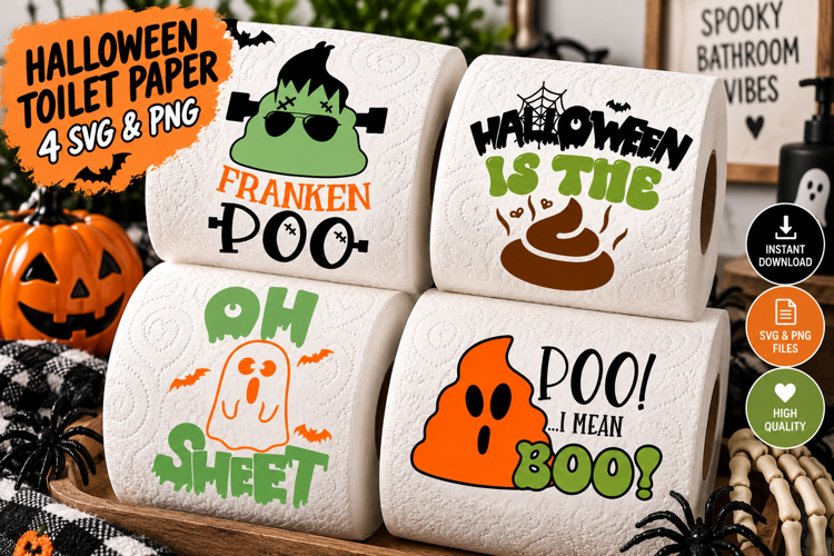 Halloween Toilet Paper SVG PNG, Funny Spooky Bathroom