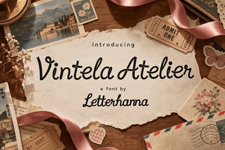 Vintela Atelier Retro Ribbon Script Font for Logos example image 1