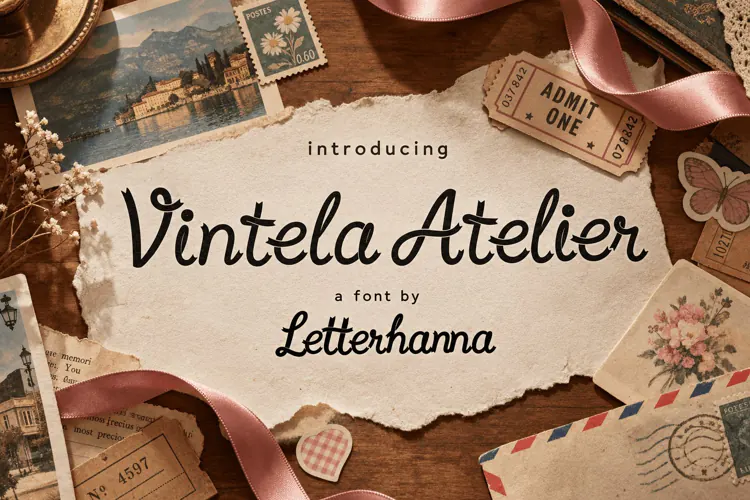Vintela Atelier Retro Ribbon Script Font for Logos