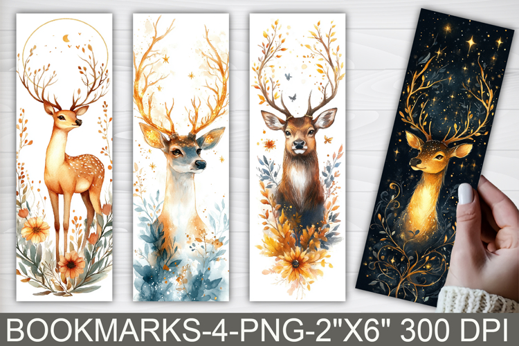 Gold Reindeer Printable Bookmarks