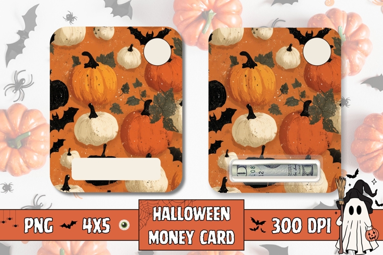 Cartoon Pumpkins Money Card Design, Fall Money Card