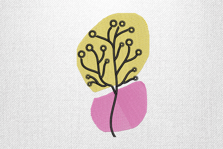 Modern Abstract Botanical Minimalist Embroidery Design