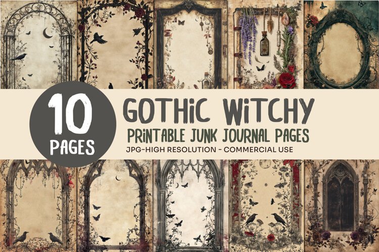 Witchy Botanical Junk Journal Pages example image 1