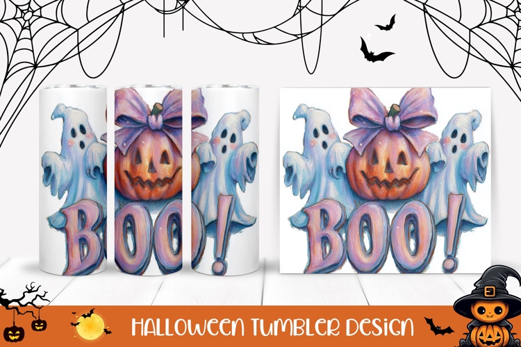 Cartoon Halloween Ghost Tumbler, Boo Halloween Tumbler
