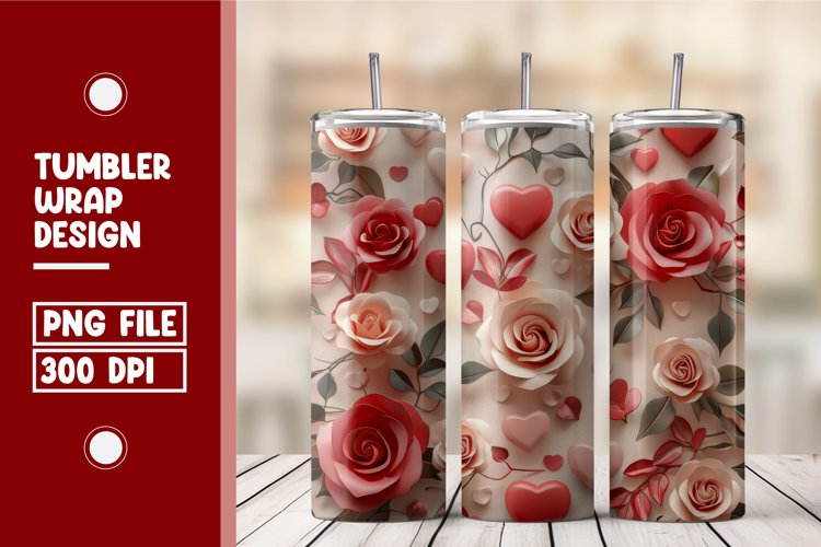Heart Flower Tumbler Wrap Design