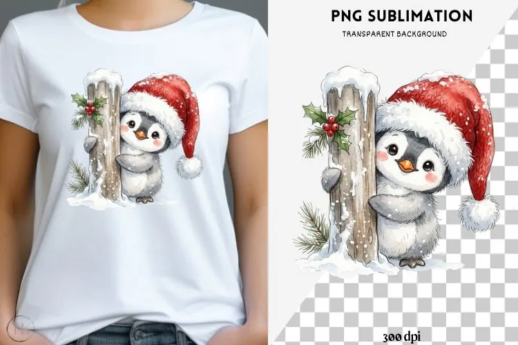 Christmas peeking character png design for T-shirts
