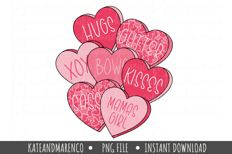 Girl Valentines Day PNG | Camo Hearts PNG | Preppy Valentine