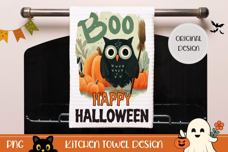 Boo Halloween Owl Towel, Cartoon Halloween Owl PNG