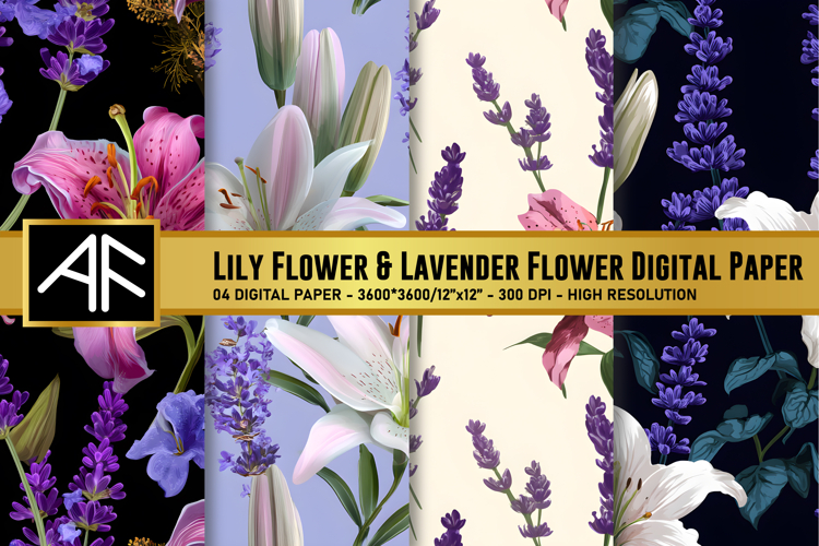 Lily   Lavender Flower Digital Paper | Flower Pattern