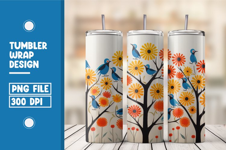 Colorful Flowers tumbler warp design