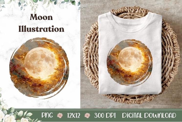 Moon Illustration, Celestial PNG, Gold Sky PNG