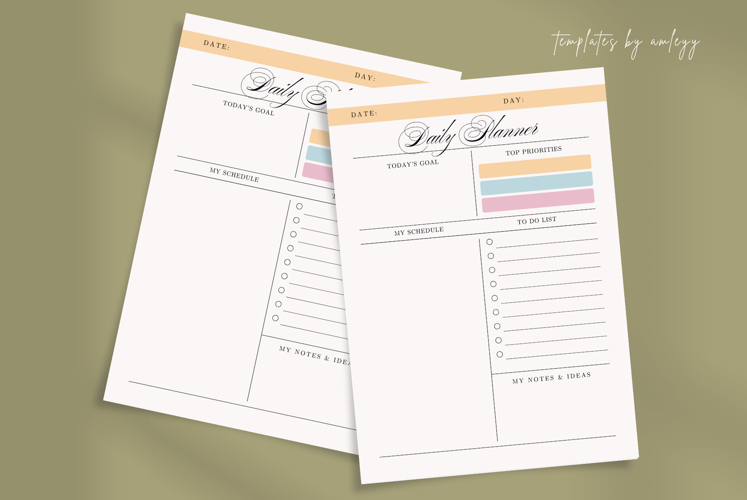 Luxury Daily Planner Template | Elegant Editable Printable