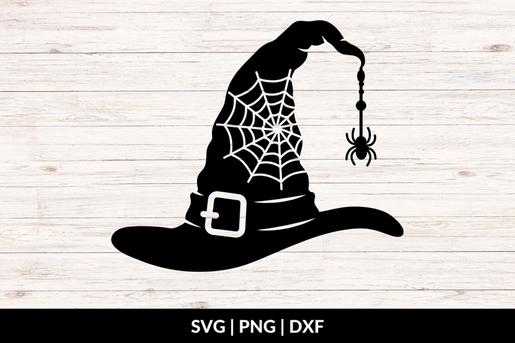 Witch Hat with Spider and Spiderweb SVG, PNG, DXF