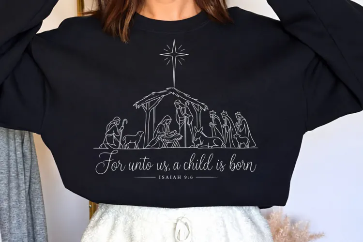 For Unto Us a Child Is Born Nativity PNG, Isaiah 9:6 Christi