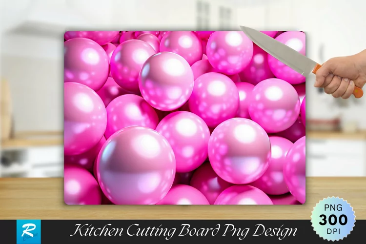 3D Pink Balls Cutting Board Sublimation Design