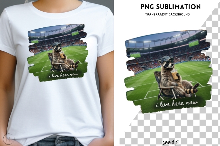 Funny raccoon png design for T-shirts