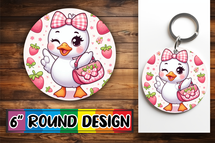 Enchanted Circle Keychain Inspiration PNG, Cute Goose