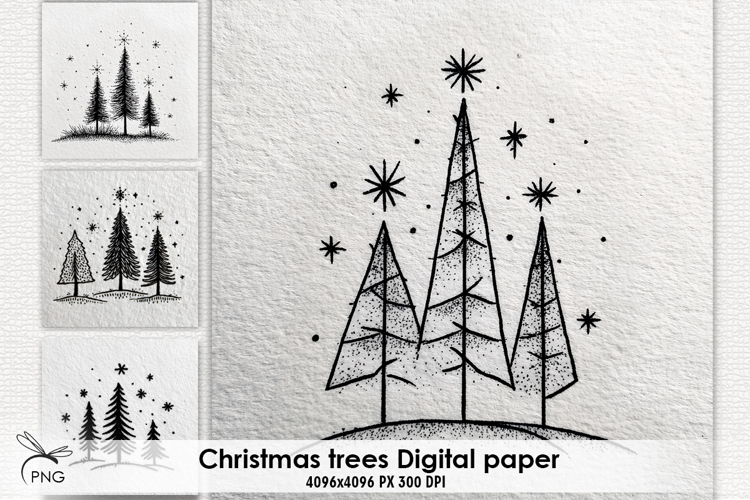 Christmas trees digital paper, background clipart