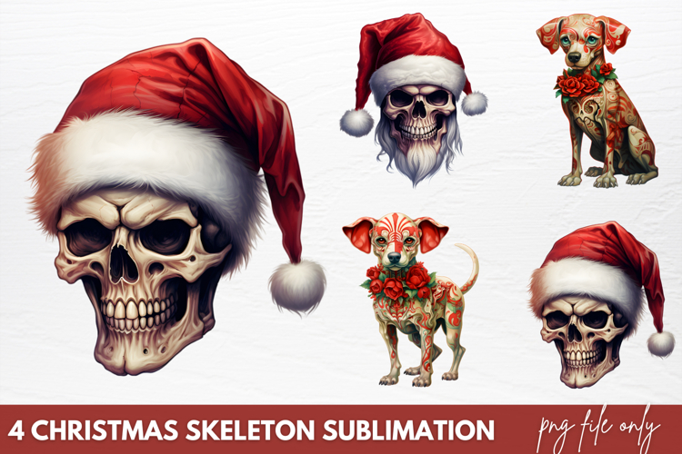 Christmas Skeleton Sublimation PNG