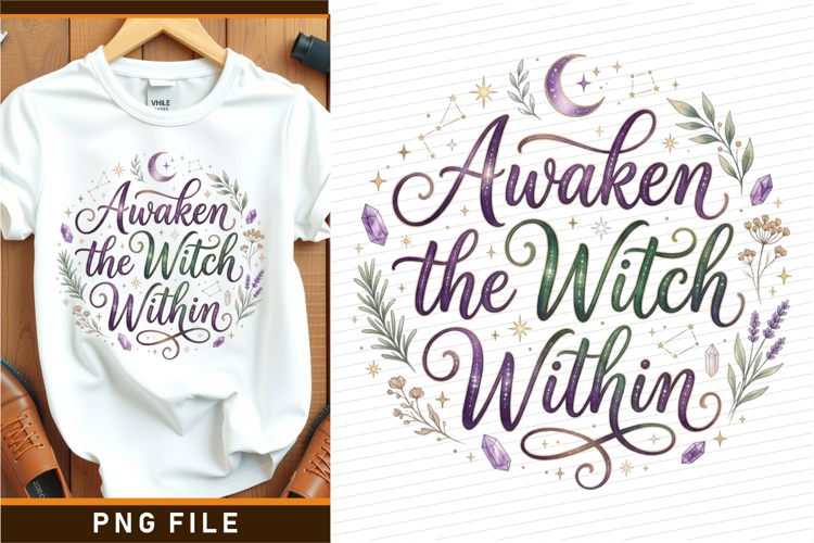 Awaken the witch within, Halloween Sublimation PNG T Shirt