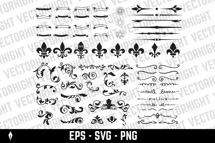Flourishing decorative elements for retro design.