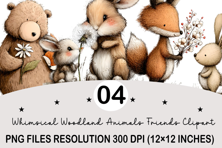 Whimsical Animals Friends Clipart Valentines Day PNG