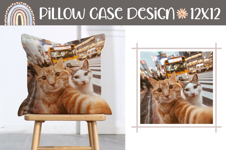 Funny Cats Pillow Sublimation, Animals Pillow Template