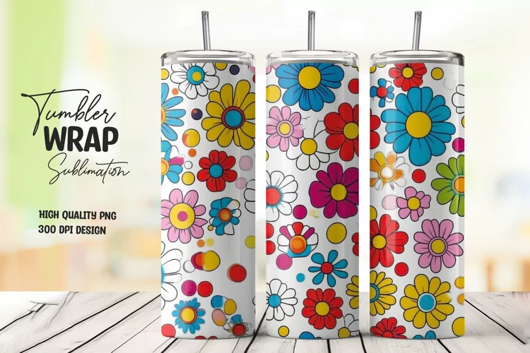 Floral Pattern Tumbler Wrap Sublimation Design