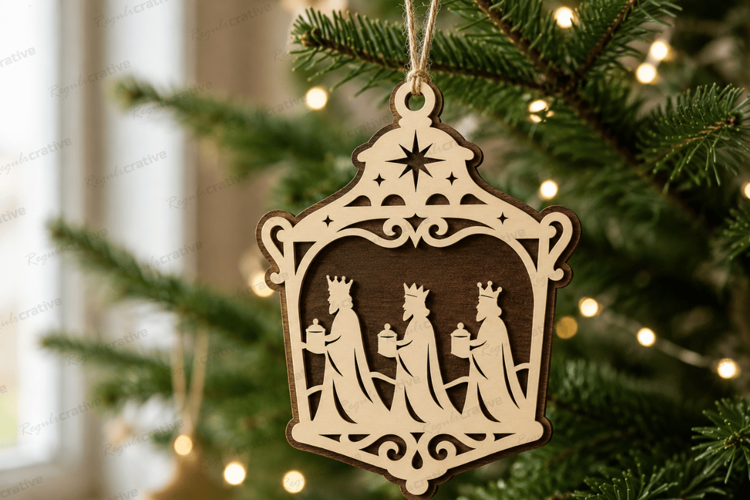 Nativity Lamp Ornament Laser Cut Christmas SVG,Christmas SVG