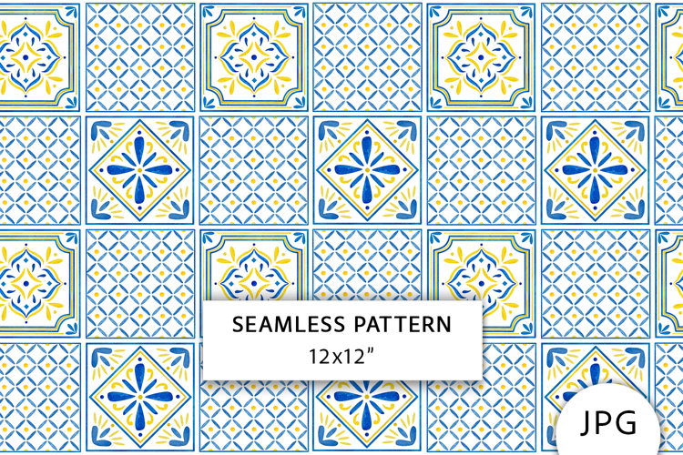 Italian Tiles Seamless Pattern, Digital Paper