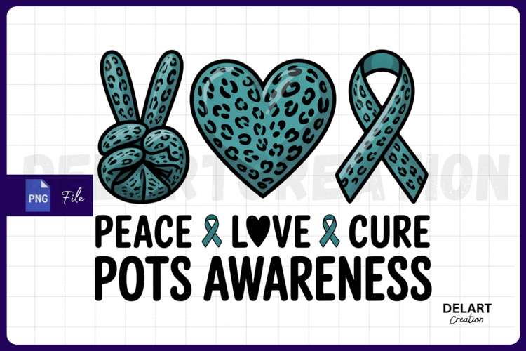 Peace Love Cure Pots Awareness PNG Design