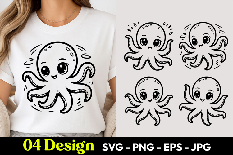 Cute Baby Octopus SVG PNG