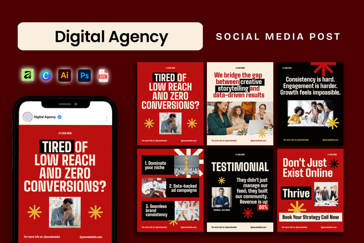 Bold Modern Digital Agency Social Media Post