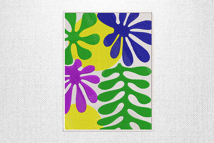 Vibrant Abstract Tropical Leaf Embroidery Design