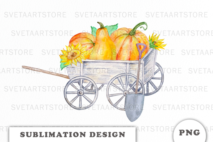 Watercolor Harvest Pumpkins composition png