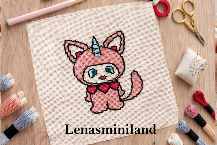 Cat embroidery pattern cross stitch PDF digital printable