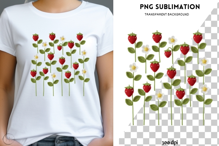 Crocheted berries png design for T-shirts
