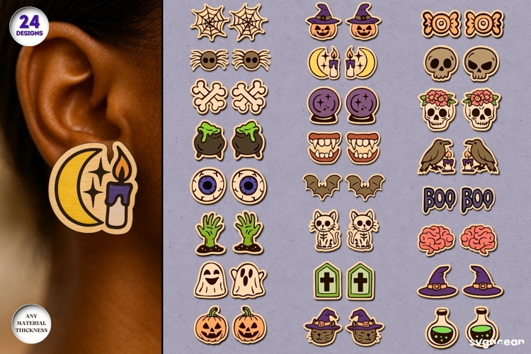 Halloween Stud Earrings Bundle | Jewerly | SVG