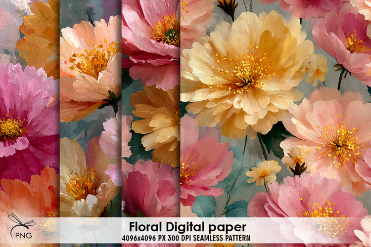 Floral digital paper, seamless pattern
